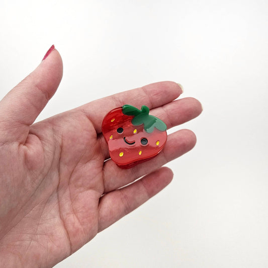 Happy Strawberry Small Hair Claw