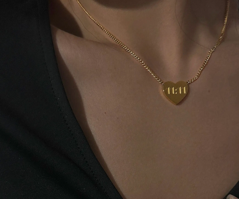 11:11 Heart Angel Number 14K Plated Necklace