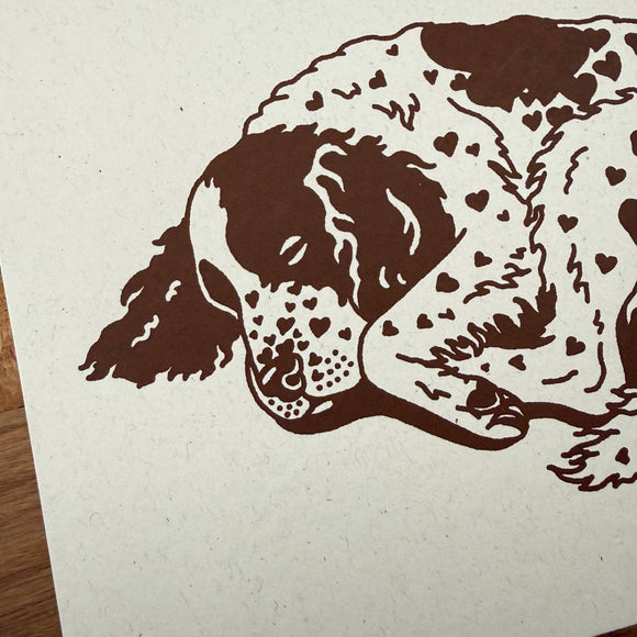 Spaniel Hearts Silkscreen Print