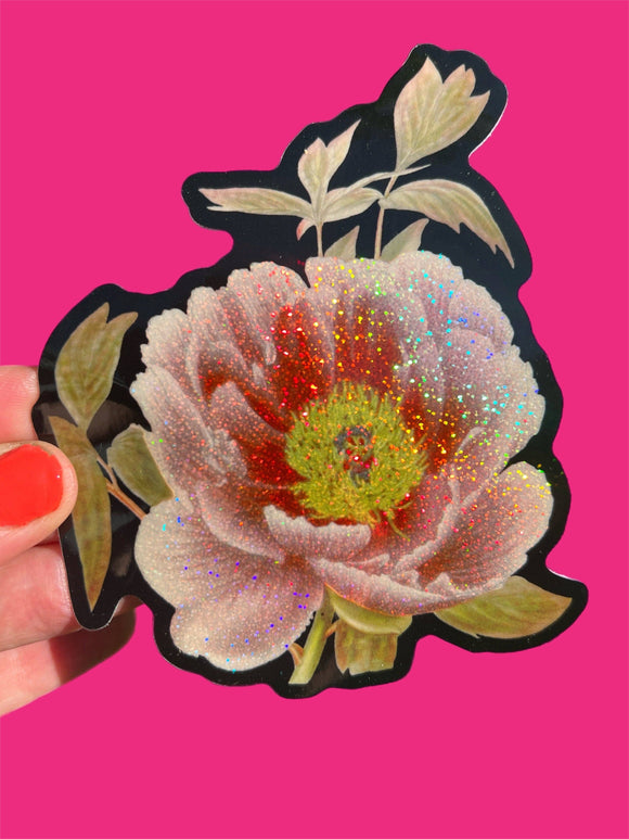 Peony Glitter Sticker