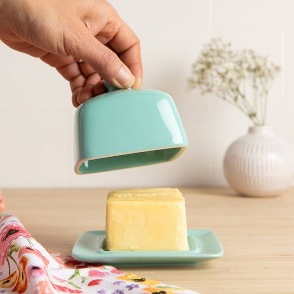 Eggshell Blue Square Butter Dish
