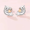 Sea Otter Heart Stud Earrings-3