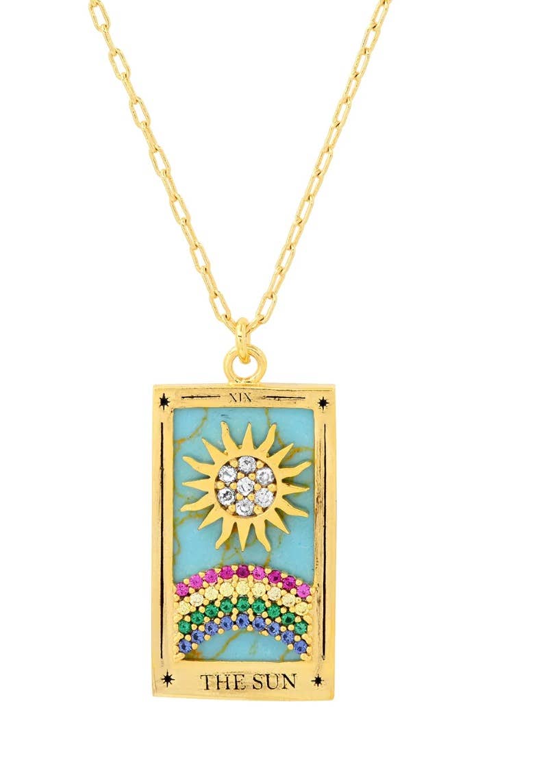 The Sun Tarot Card 18K Plated Necklace