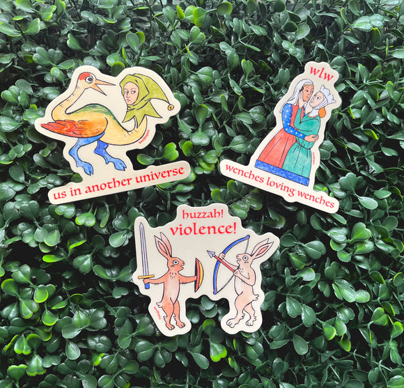 Huzzah! Violence! Medieval Rabbits Sticker