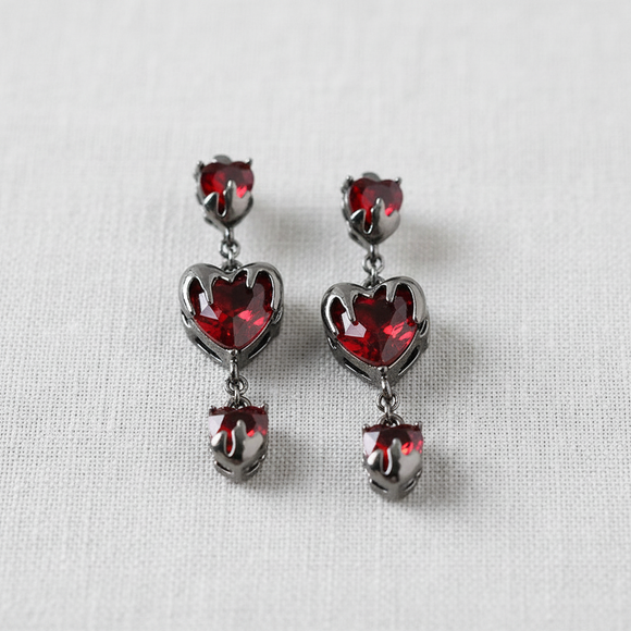 Dark Heart Tassel Earrings