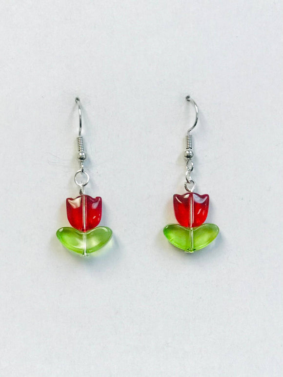 Tiny Tulip Beaded Earrings