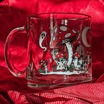 Ghost Mushrooms in the Snow Glass Mug - 0