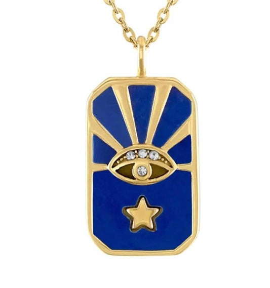 Evil Eye Blue Lapis 14K Plated Necklace