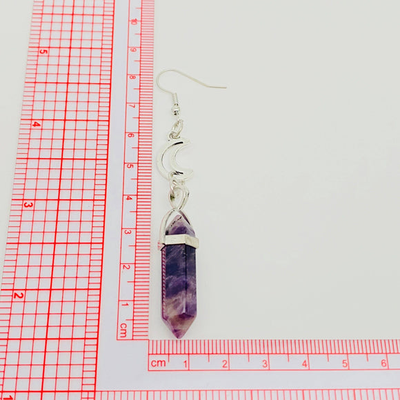 Amethyst Pendant Moon Earrings