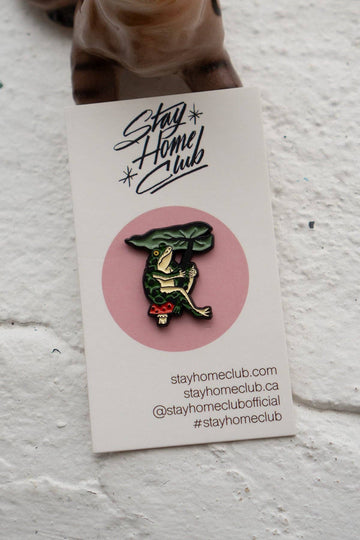Leaf Umbrella Frog Pin - 0