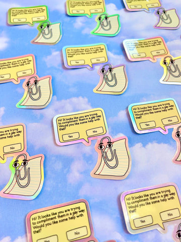 Gay Clippy Holographic Sticker - 0