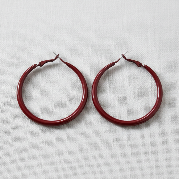 Candy Dark Red Hoop Earrings