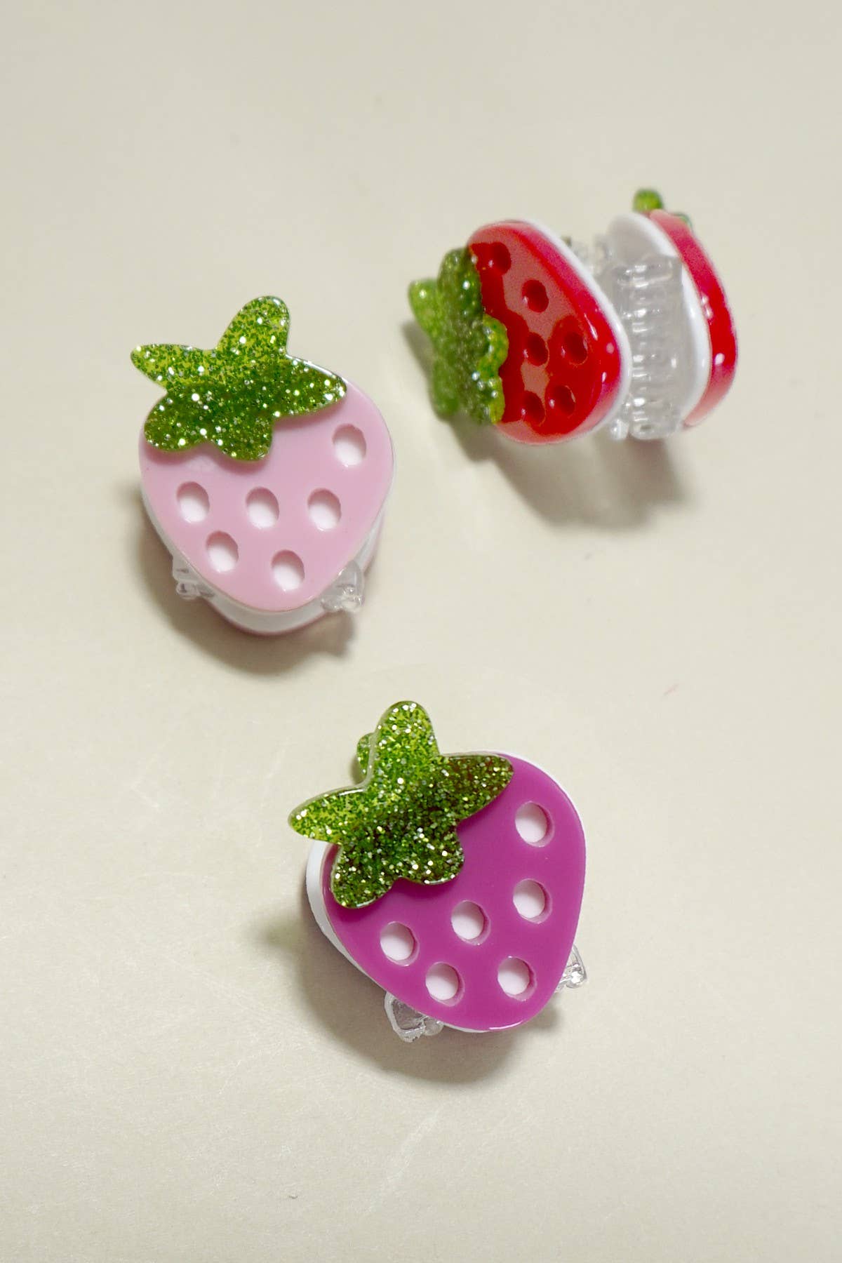 Mini Strawberry Glitter Hair Clips