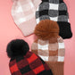 Checker Pom Pom Beanie Hat