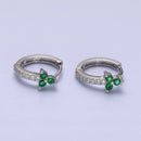 Green Flower Arrow Huggie Earrings-1