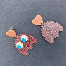 Pink Ghost Heart Earrings-3