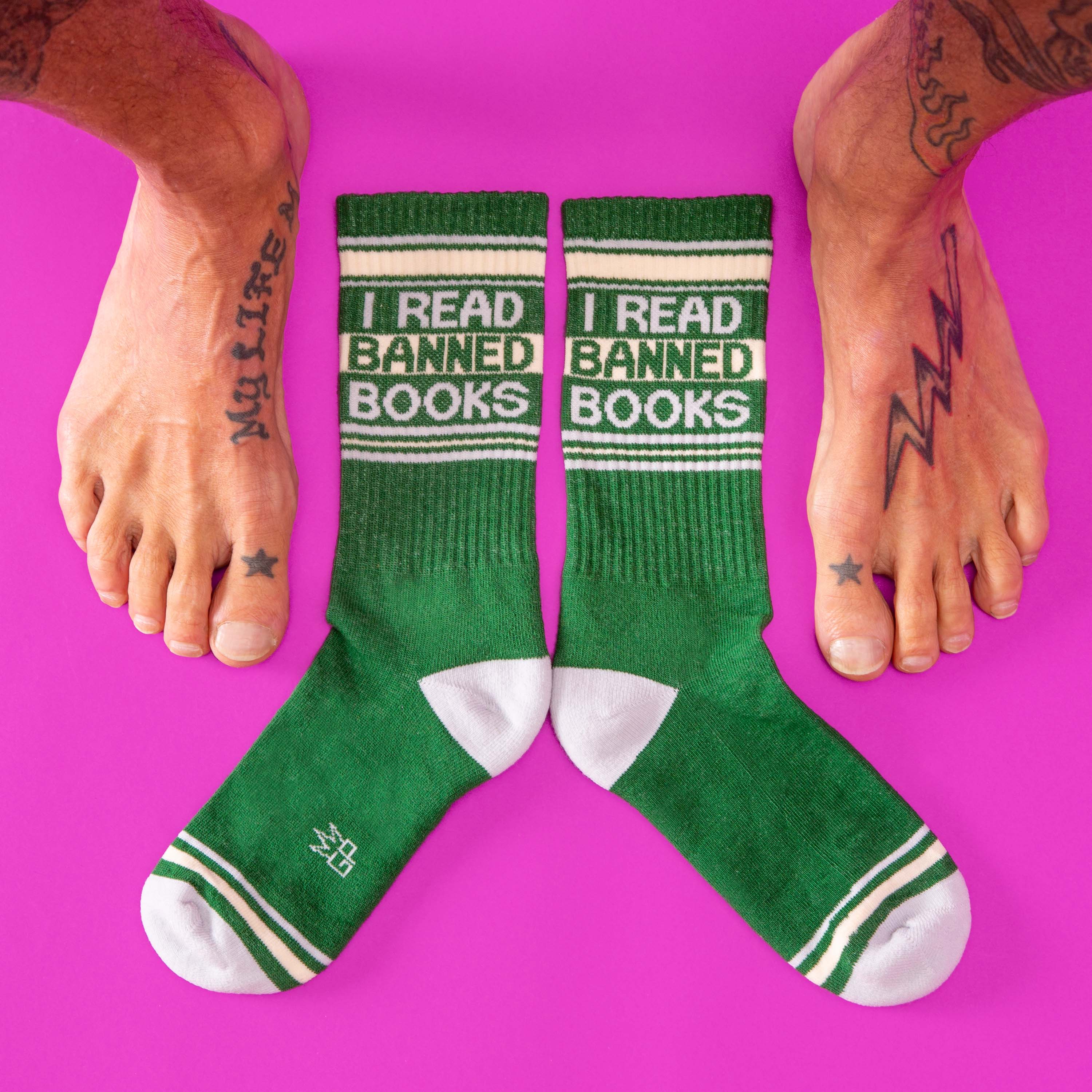 I Read Banned Books Gym Crew Socks - 0