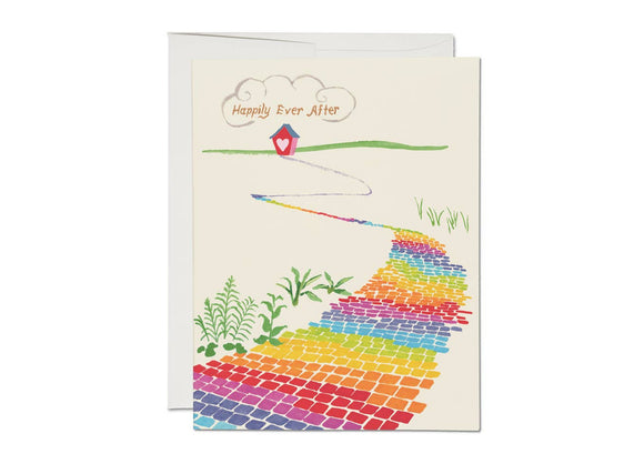 Rainbow Brick Road Wedding Greeting Card