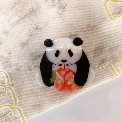 Giant Panda Strawberry Hair Clip