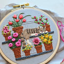 Catnap with Flowers Embroidery Kit-1