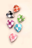 Mini Checker Hearts Hair Claw / Set of 6-3