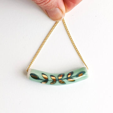 Teal Laurel Porcelain Bead Necklace