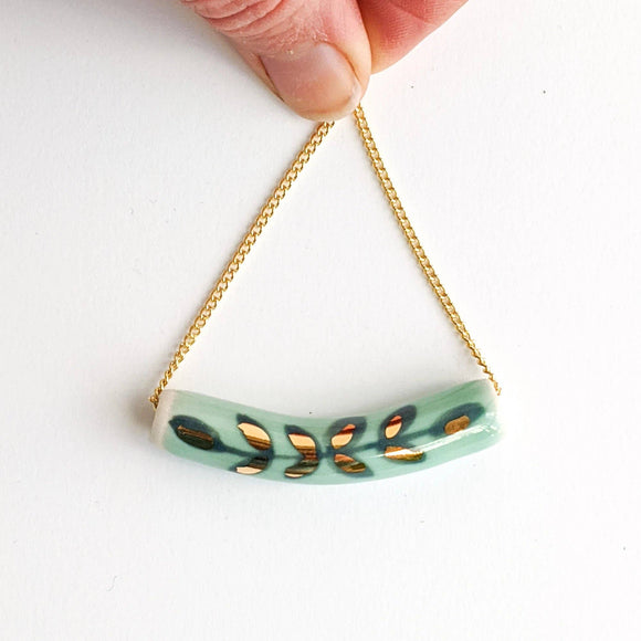 Teal Laurel Porcelain Bead Necklace