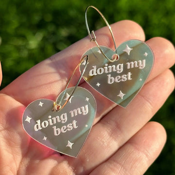 Doing My Best Heart Hoop Earrings