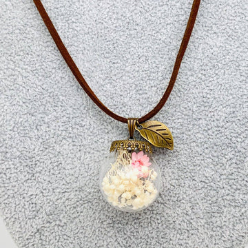 Baby's Breath Glass Ball Necklace - 0