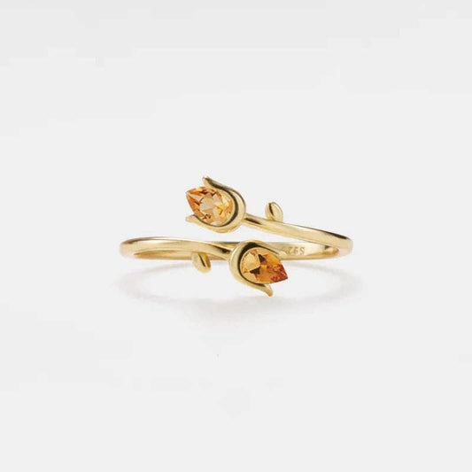 Citrine Tulip Bypass Ring