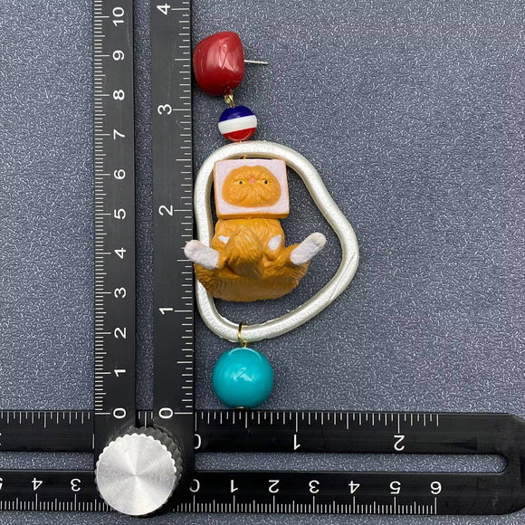Asymmetric Resin Cat Earrings