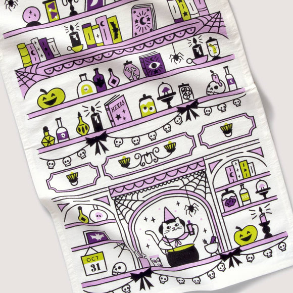 Cauldron Cat Tea Towel