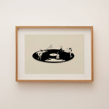 "Skate Session on Vinyl Record" Minimal Art Print