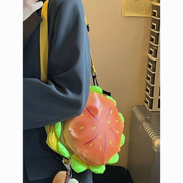 Cartoon Cheeseburger Crossbody Bag - 0
