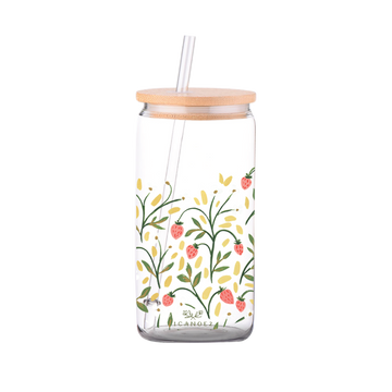 Strawberry Meadow Glass Can