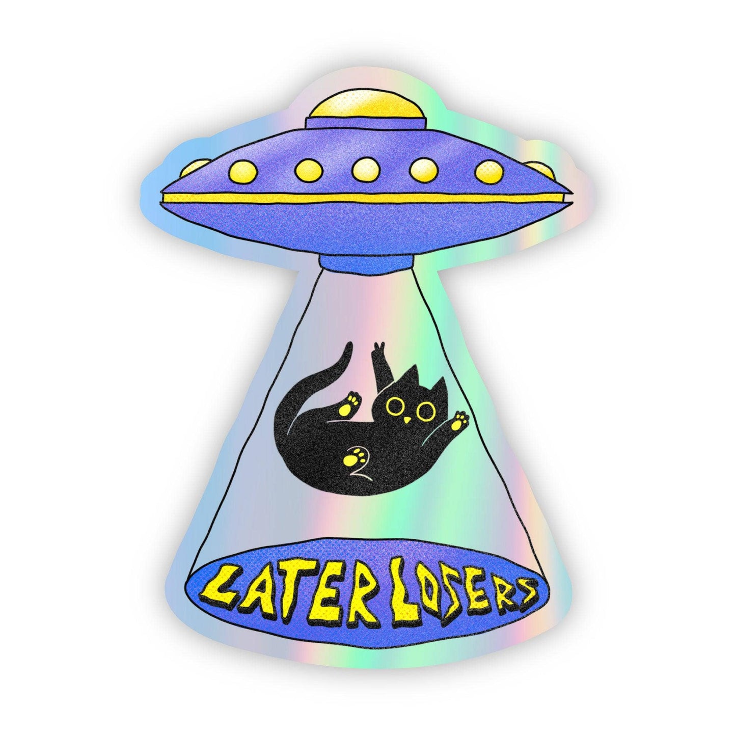 Later Losers Cat UFO Holographic Sticker