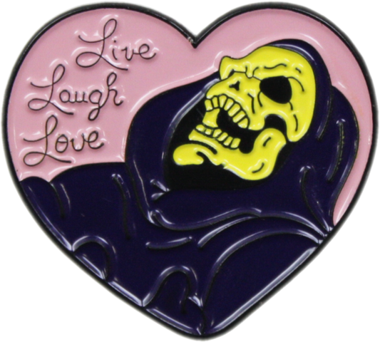Live Laugh Love Skeleton Pin