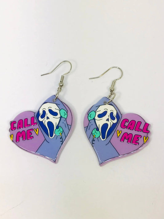 Call Me Heart Ghostface Earrings