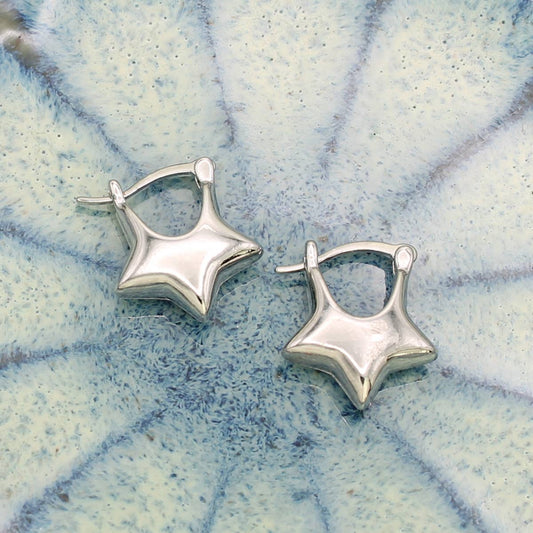 Puffy Star Huggie Hoop Earrings