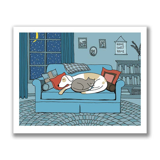 Dog And Cat Snuggle Print