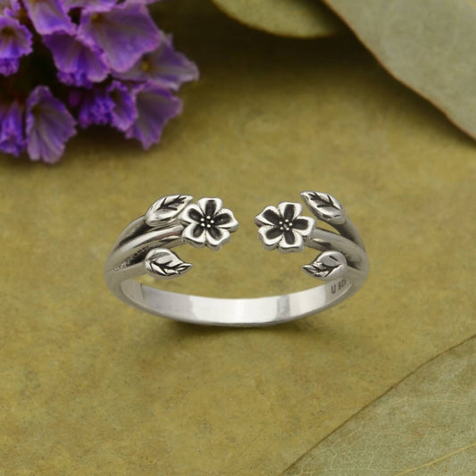 Flowers and Leaves Adjustable Ring