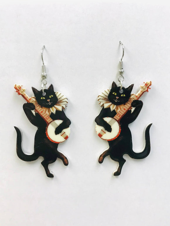 Banjo Cat Earrings