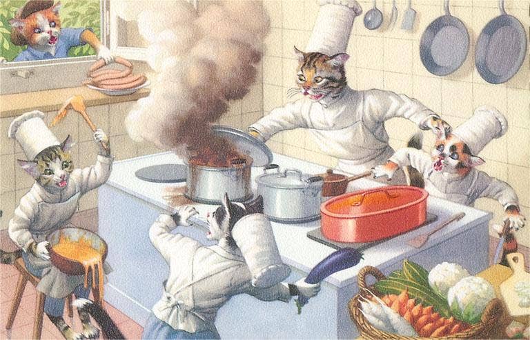 Crazy Cats in the Kitchen Postcard