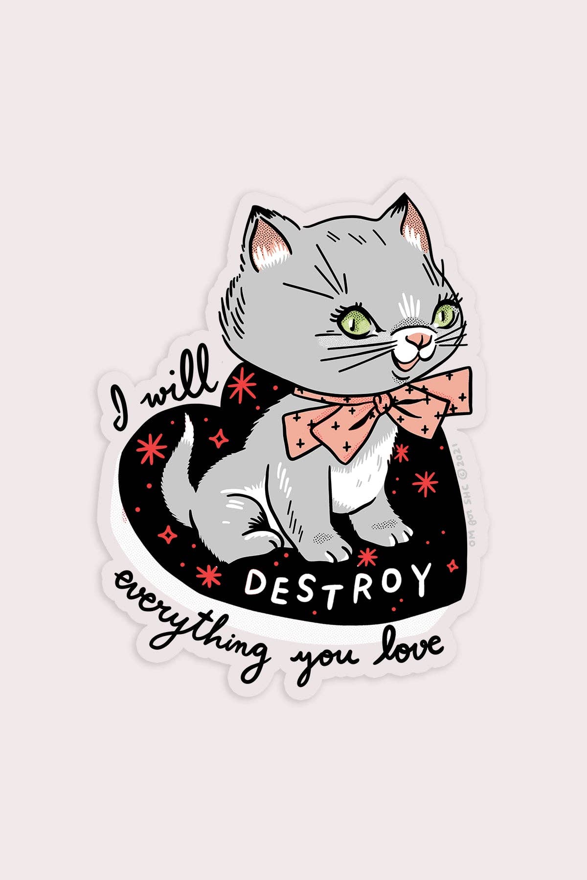 Destroy Kitten Clear Vinyl Sticker