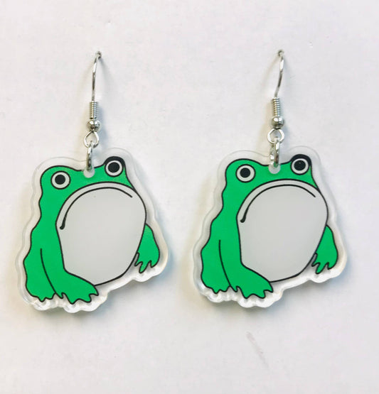 Grouchy Frog Earrings
