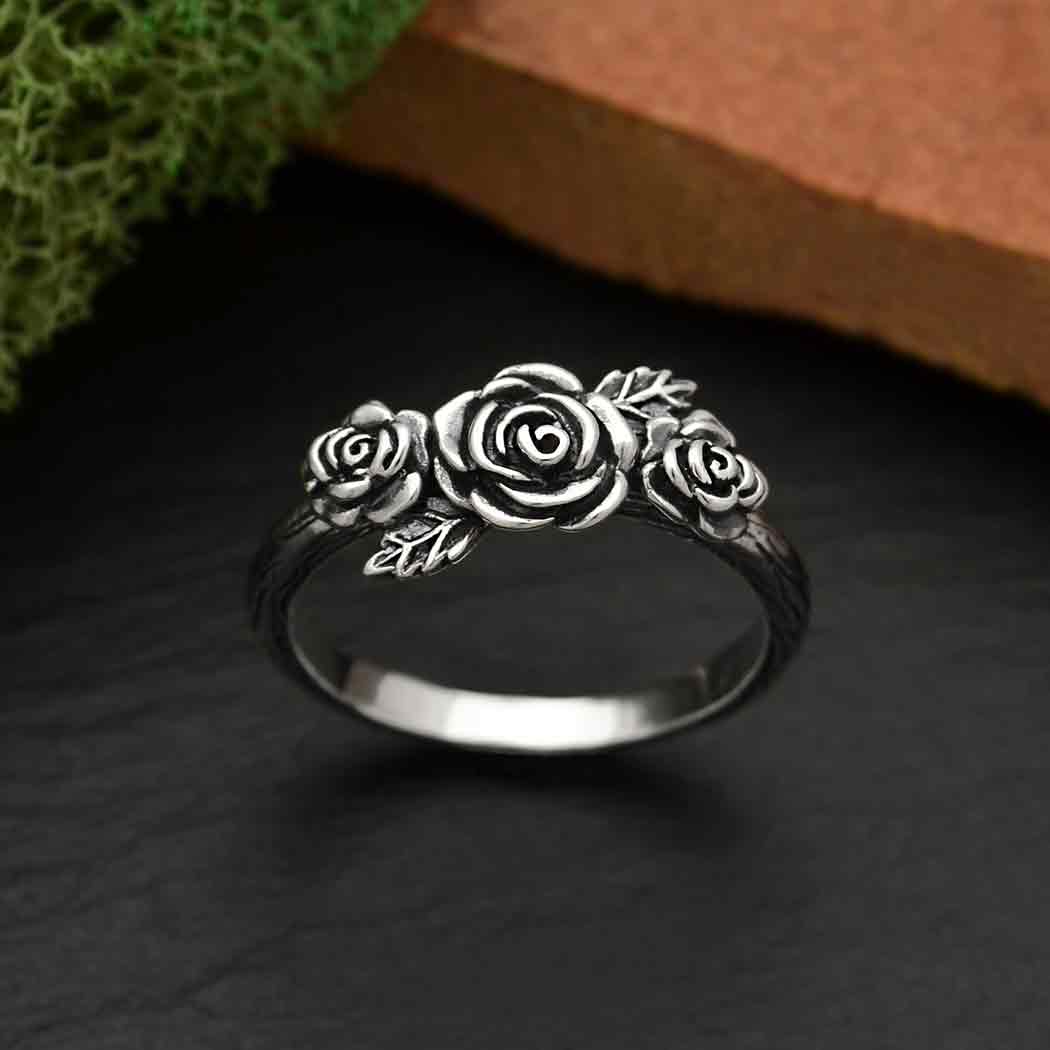 Triple Rose Sterling Silver Ring