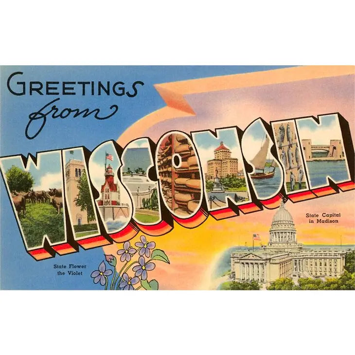 Greetings from Wisconsin Vintage Postcard