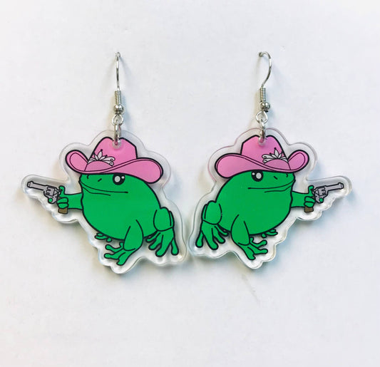 Cowboy Frog Earrings