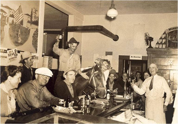 Horse Drinking in a Bar Postcard