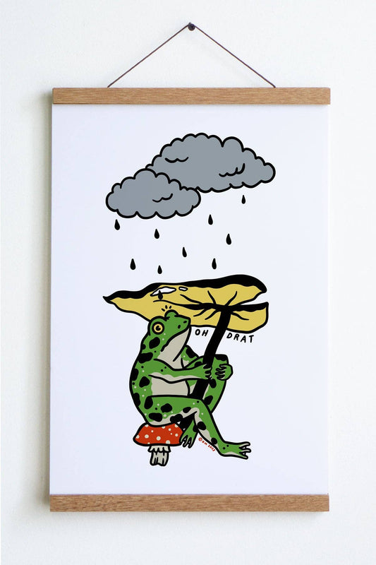 Leaf Umbrella Frog Oh Drat Print